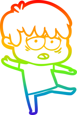 gökkuşağı gradyan çizgi çizimi bir insan tarafından çizilmiş bitkin bir çocuk