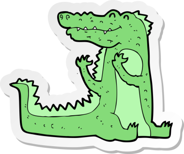 Bir insan tarafından çizilmiş timsah çizgi film etiketi.