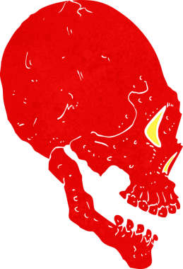 Bir insan tarafından çizilmiş kırmızı kafatası çizimi