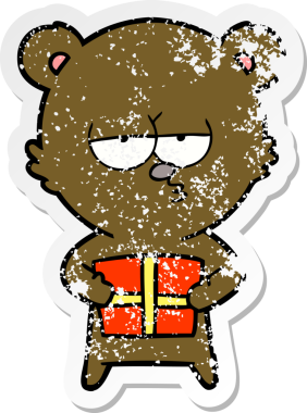 Üzüntülü bir insan tarafından çizilmiş bir Noel Ayısı karikatürü.