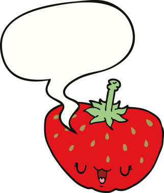 bir insan tarafından çizilmiş konuşma baloncuklu karikatür çileği