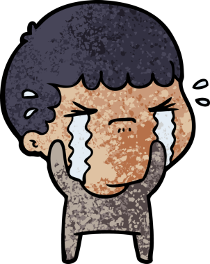 Bir insan tarafından çizilmiş ağlayan çizgi film adamı.