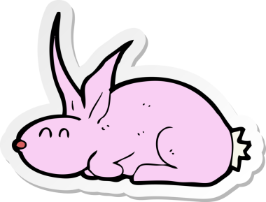 Bir insan tarafından çizilmiş çizgi film tavşanının çıkartması.