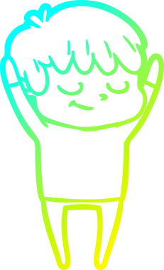 Bir çizgi film karakteri çizen soğuk çizgi bir insan tarafından çizilmiş mutlu çocuk.