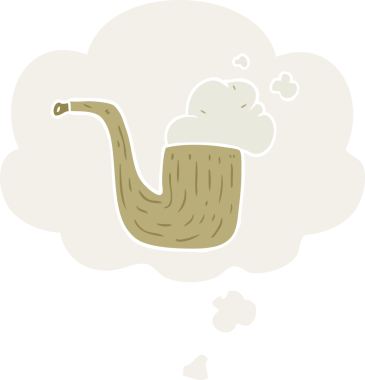 Düşünce baloncuklu karikatür borusu bir insan tarafından çizilmiş.