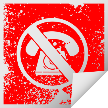 Bir insan tarafından çizilmiş işaretlere izin verilmeyen telefon olmayan kare soyma etiketi.