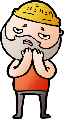 Bir insan tarafından çizilmiş sakallı endişeli bir adam.