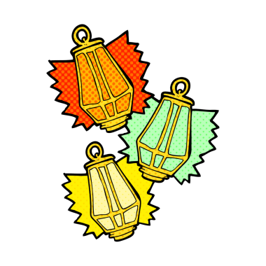 Bir insan tarafından çizilmiş serbest çizim noel fenerleri.