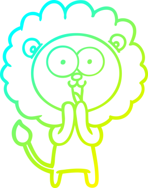 Bir insan tarafından çizilmiş mutlu çizgi film aslanı çizimi.