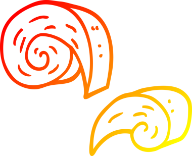 Bir insanın çizdiği girdap şeklindeki dekoratif elementlerin sıcak gradyan çizimi