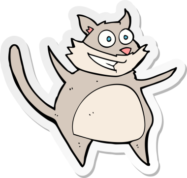 Bir insan tarafından çizilmiş komik bir çizgi film kedisinin çıkartması.