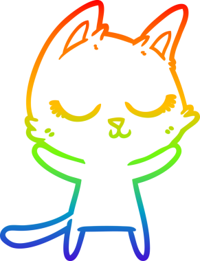 Gökkuşağı gradyan çizgisi bir insan tarafından çizilmiş sakin bir çizgi kedi çizimi