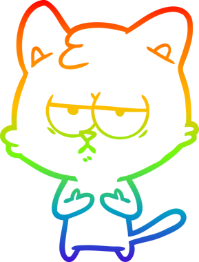 gökkuşağı gradyan çizimi bir insan tarafından çizilmiş sıkılmış çizgi film kedisi