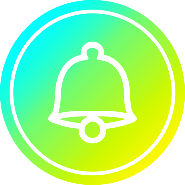 Bir insan tarafından çizilmiş havalı gradyan çizgili eski bir çan dairesel simgesi