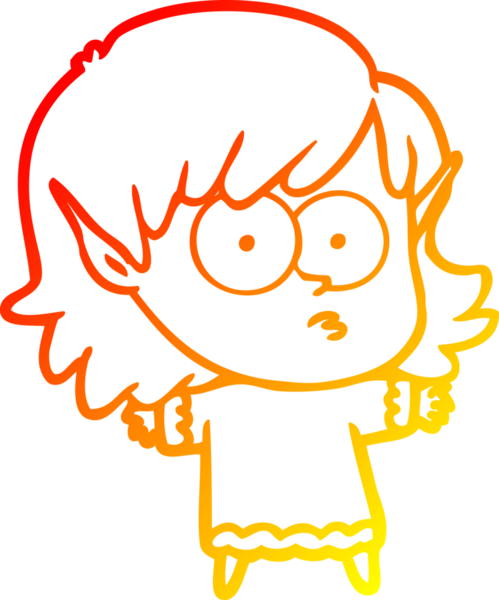 Bir insan tarafından çizilmiş, çizgi film karakteri bir elf kızı çizimi.