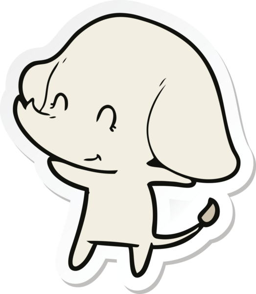 Bir insan tarafından çizilmiş şirin bir fil çıkartması.