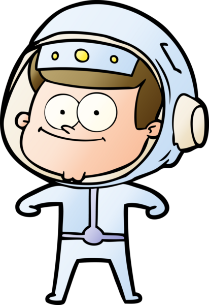 Bir insan tarafından çizilmiş mutlu astronot çizgi filmi.