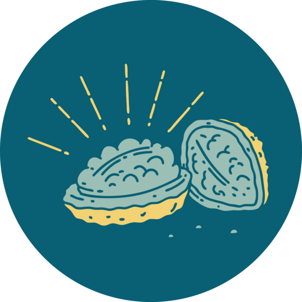 Bir insan tarafından çizilmiş dövmeli ceviz ikonu