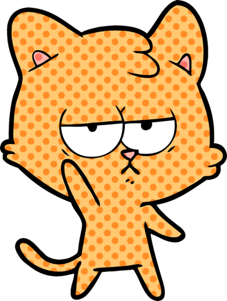 Bir insan tarafından çizilmiş sıkıcı çizgi film kedisi.