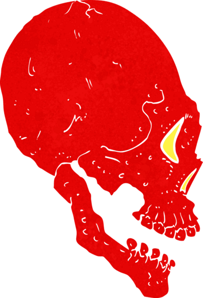 Bir insan tarafından çizilmiş kırmızı kafatası çizimi