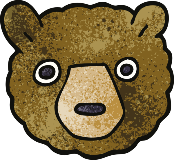 Bir insan tarafından çizilmiş karikatür ayı yüzü.