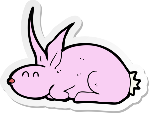 Bir insan tarafından çizilmiş çizgi film tavşanının çıkartması.