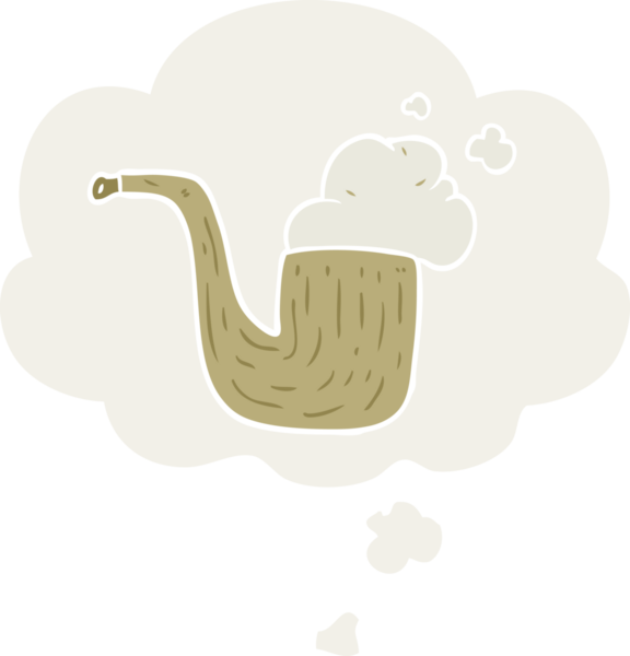 Düşünce baloncuklu karikatür borusu bir insan tarafından çizilmiş.