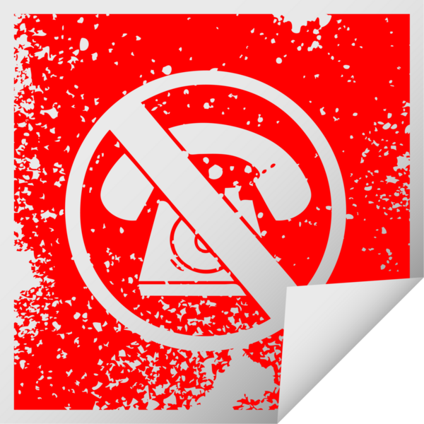 Bir insan tarafından çizilmiş işaretlere izin verilmeyen telefon olmayan kare soyma etiketi.