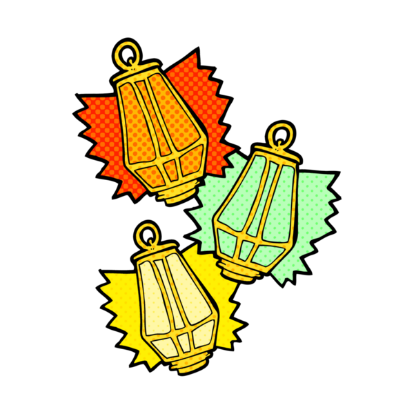 Bir insan tarafından çizilmiş serbest çizim noel fenerleri.