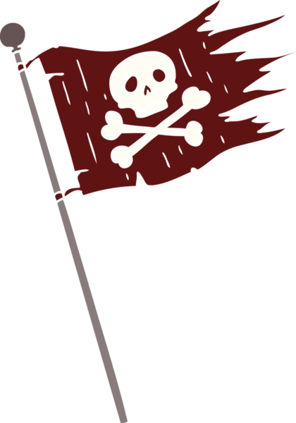 Bir insan tarafından çizilmiş bir korsan bayrağının karalaması.