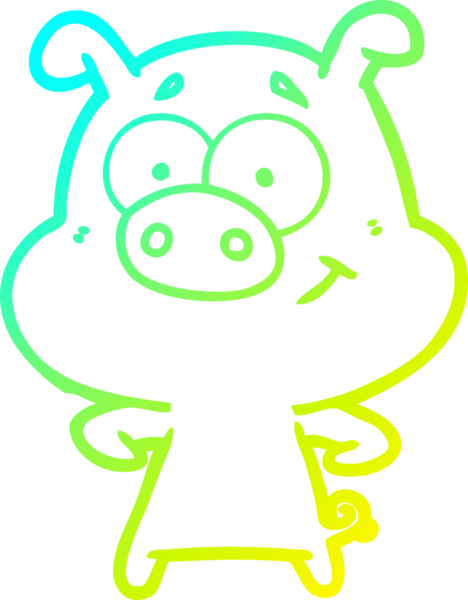 Bir insan tarafından çizilmiş mutlu çizgi film domuzu çizimi.