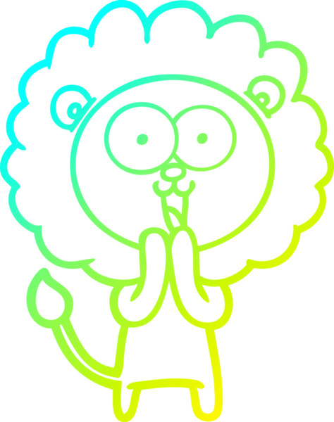 Bir insan tarafından çizilmiş mutlu çizgi film aslanı çizimi.