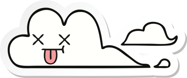 Bir insan tarafından çizilmiş şirin bir karikatür bulutunun çıkartması.