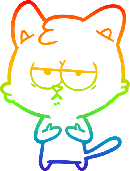 gökkuşağı gradyan çizimi bir insan tarafından çizilmiş sıkılmış çizgi film kedisi