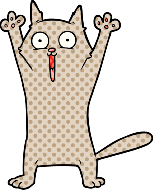 Bir insan tarafından çizilmiş mutlu bir kedi.