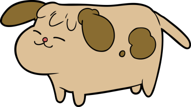 Bir insan tarafından çizilmiş şirin bir çizgi film köpeği.