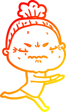 Bir insan tarafından çizilmiş, karikatür çizen yaşlı bir kadın.