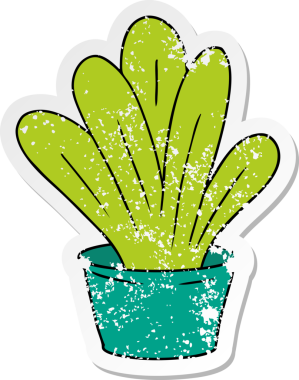 Bir insan tarafından çizilmiş yeşil kapalı bir bitkinin el yazısı karikatürü.