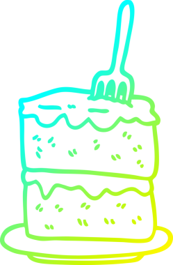 Bir insan tarafından çizilmiş bir pasta diliminin soğuk gradyan çizgisi.