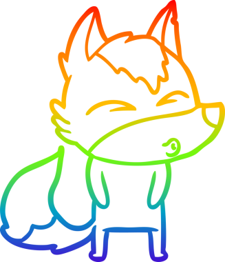 Gökkuşağı gradyan çizgi çizimi bir insan tarafından çizilmiş bir kurt çizgi