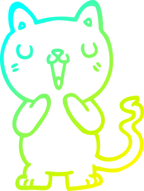 Bir insan tarafından çizilen çizgi film kedisinin soğuk gradyan çizgisi.