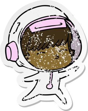 Bir insan tarafından çizilmiş garip bir astronotun sıkıntılı çıkartması.