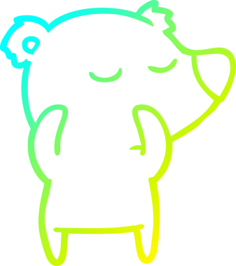 Bir insan tarafından çizilmiş mutlu bir kutup ayısının soğuk çizgi çizimi.