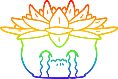 gökkuşağı gradyan çizgi çizimi bir insan tarafından çizilmiş ağlayan ev bitkisi