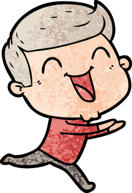 Bir insan tarafından çizilmiş gülen çizgi film adamı.