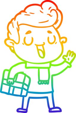 gökkuşağı gradyanı çizimi bir insan tarafından çizilmiş mutlu bir çizgi film adamı