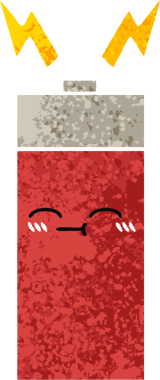 Bir insanın çizdiği pilin retro illüstrasyon tarzı karikatürü