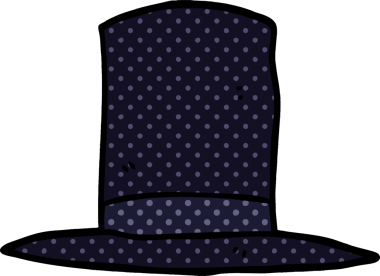 Bir insan tarafından çizilmiş karikatür silindir şapka.