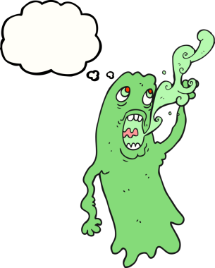 Bir insan tarafından çizilmiş serbest çizim baloncuk çizgi film hayaleti.