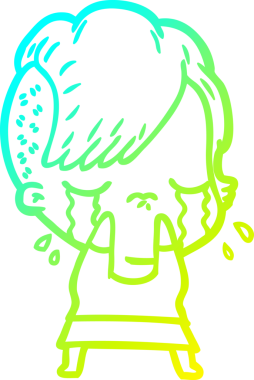 Bir insan tarafından çizilmiş ağlayan bir çizgi film kızı çizimi.